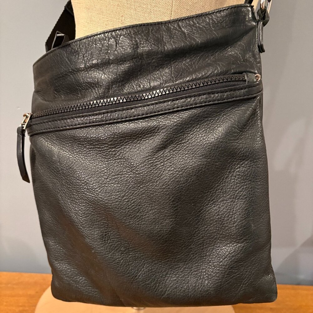 Leather Cross Body Bag, Black, Adjustable Strap, - Picture 2 of 9